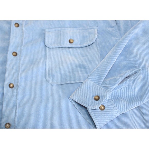 VTG‎ Stag Hill Light Blue Corduroy Button Front Shirt Mens Size 2XL Beautiful - Picture 4 of 5
